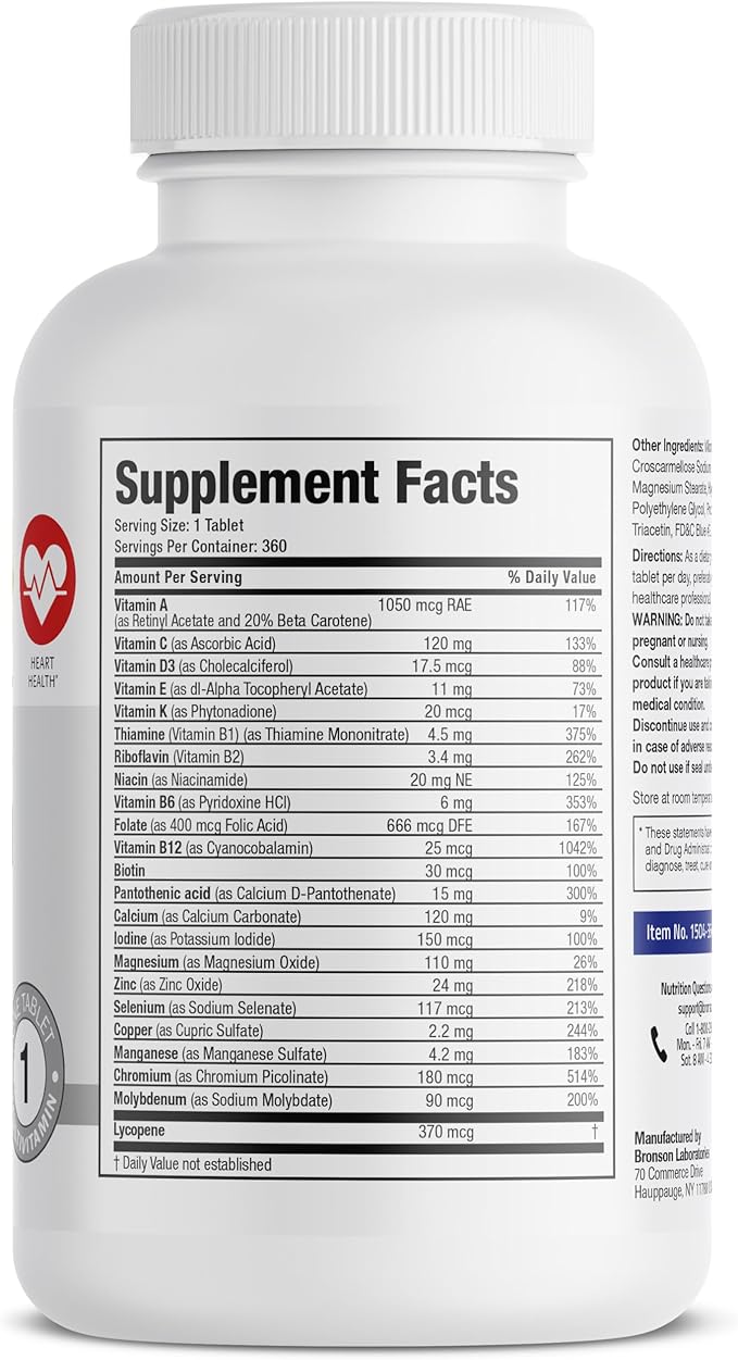 Bronson ONE Daily Mens 50+ Complete Multivitamin Multimineral 360 Tablets