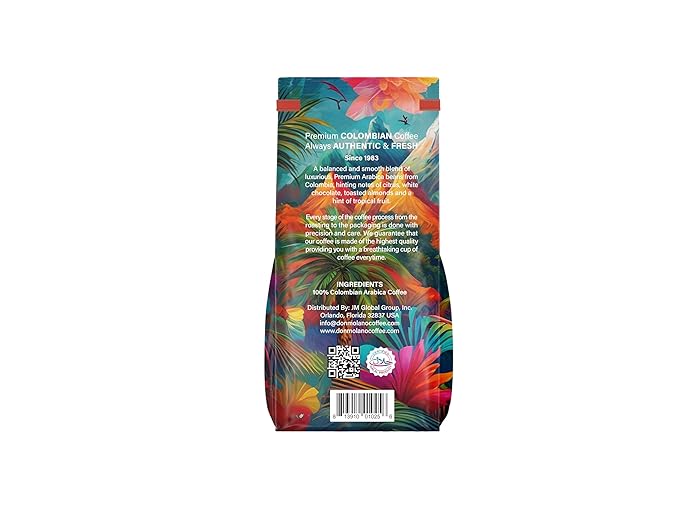 Don Molano Coffee Tropical Island Ground Coffee Medium Roast 16oz - Premium Colombian Coffee Halal Certified – A balanced and smooth blend of luxurious Premium Arabica beans with notes of citrus w