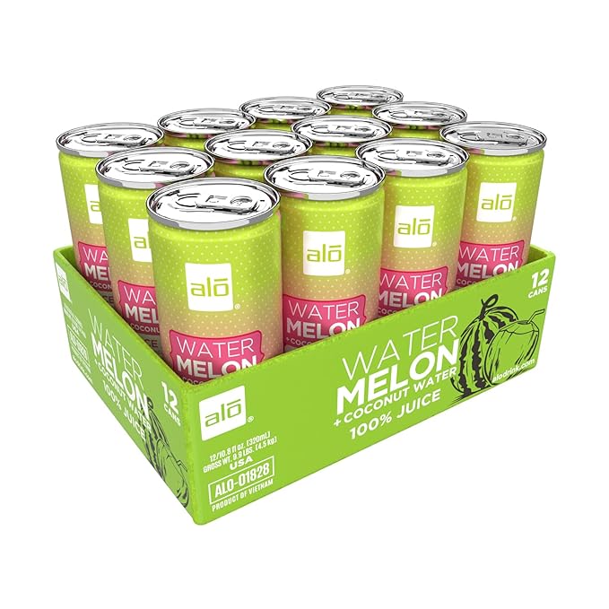ALO Slim Can Juice | 80% Watermelon Juice + 20% Coconut Water | Plant-Based Beverage | Not from Concentrate | 10.8oz Cans (Pack of 12)