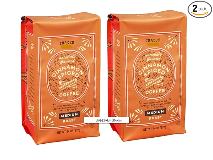 Limited Cinnamon Spiced trader joe 100% Arabica Ground Coffee Medium Roast14oz each Pack of 2