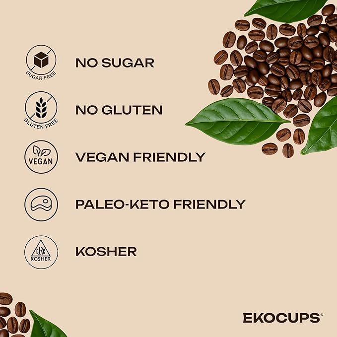 EKOCUPS Organic Swiss Water Decaf Medium Roast Coffee Pods 30% More Coffee Per Cup Fair Trade Decaffeinated Coffee for Keurig K Cup Machines Recyclable Pods 40 Count
