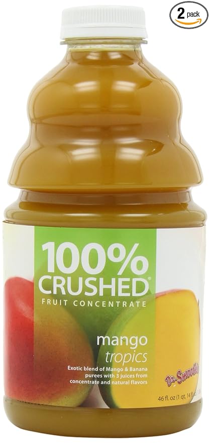 Dr. Smoothie 100% Crushed Fruit Smoothie Mango Tropics 46-Ounce Bottles (Pack of 2)