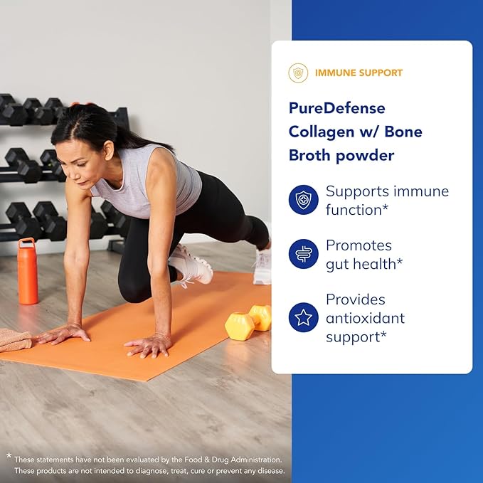 Pure Encapsulations PureDefense Collagen w/Bone Broth | Savory Bone Broth and Hydrolyzed Collagen Powder with Mushroom Aged Garlic and Enhanced Bioavailability Curcumin Extracts | 14.1 Ounces