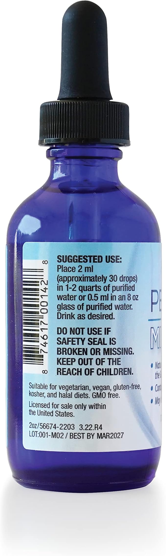 AquaTru Perfect Minerals – Mineral Drops for Water – Enrich with 72 Trace Minerals Including Magnesium Zinc &amp Calcium – 60ml Bottle Mineralizes Up to 230 Liters of Water