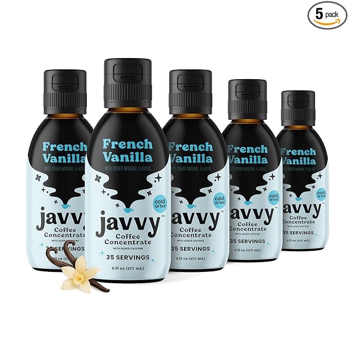 Coffee Concentrate - Cold Brew Coffee Perfect for Hot or Iced Instant Coffees Hot Drinks Cold Brew Concentrate 5 Pack - French Vanilla
