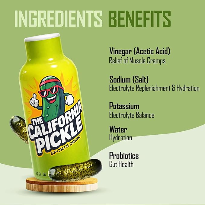 The California Pickle Juice Sports Drink Shots For Leg Cramps Relief - Hydration &amp Electrolyte Support No Sugar Natural Ingredients (60 Ml - Pack of 12)