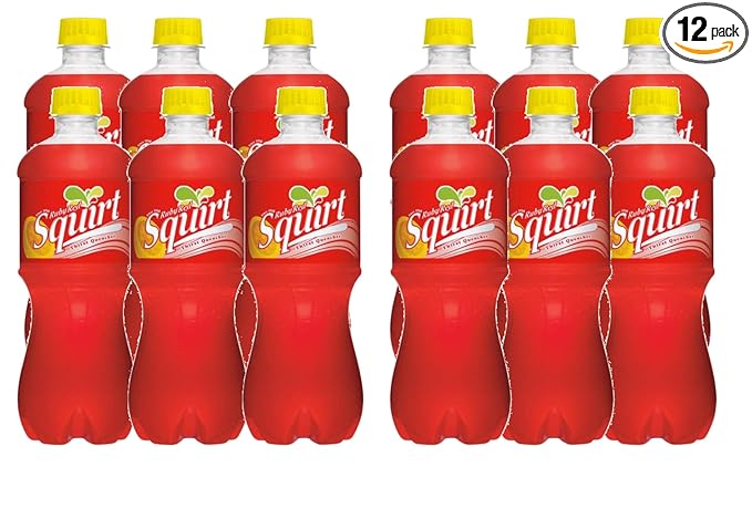 Squirt Ruby Red Soda Beverage Soft Drink Bottles - 12 Count (20 oz.)