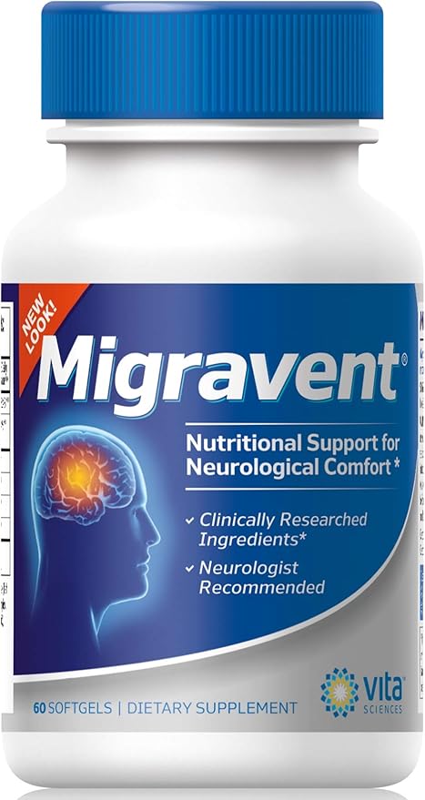 Vita Sciences Migravent – Advanced Nutritional Formula with Magnesium CoQ10 Vitamin B2 and Butterbur for Brain and Circulatory Wellness – 60 Capsules