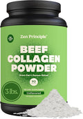 Zen Principle Grass-Fed Agglomerated Hydrolyzed Collagen Peptides 3 lb. Anti-Aging Protein Powder for Healthy Hair Skin &amp Joints. Paleo and Keto Friendly GMO and Gluten Free Pasture-Raised Bovi