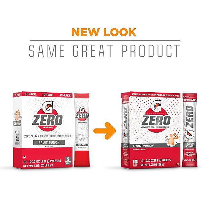 Gatorade G Zero Sports Drink Mix Powder PacketsFruit PunchElectrolyte Powder Drink Mix for HydrationZero Sugar(Pack of 240)