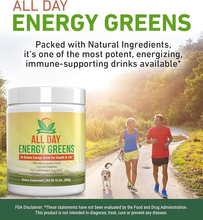 IVL - All Day Energy Greens - Supplement Powder Mix Drink Greens Powder Superfood - Super Greens Blend for Optimal Nutrition Energy &amp Digestion Green Juice Superfood Boost