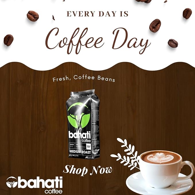 Kenya AA Grade Roasted Arabica Coffee Beans from Kenyan Highlands - 100% Pure Arabica Coffee Roasted Beans (Medium Roast Ground Coffee 1 LB)