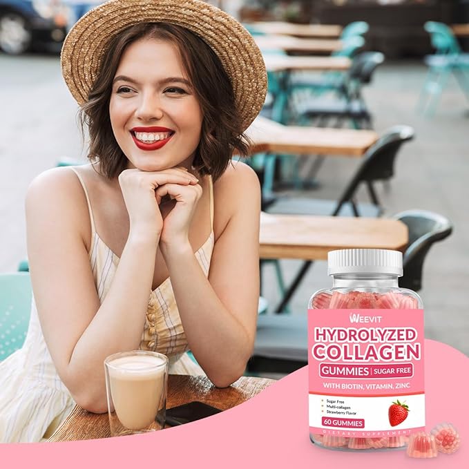 Collagen Gummies for Women Hydrolyzed Collagen Peptides Gummies with Biotin Collagen Supplements Gummy with Vitamin B12 C D Zinc for Hair Skin Nail