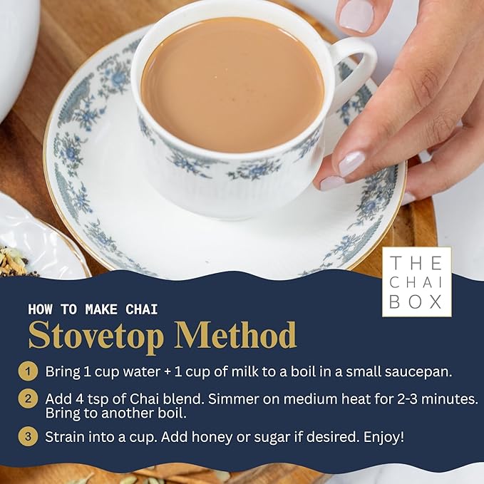 The Chai Box Top Selling Loose Leaf Tea Gift Set - Featured in Oprah's Favorite Things | 3-Flavor Caffeinated Chai Tea Gift Box with Stainless Steel Steeper (3 Pack) | Small Batch Loose Leaf Tea with