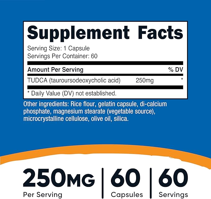 Nutricost Tudca 250mg 60 Capsules (Tauroursodeoxycholic Acid) - Premium Quality
