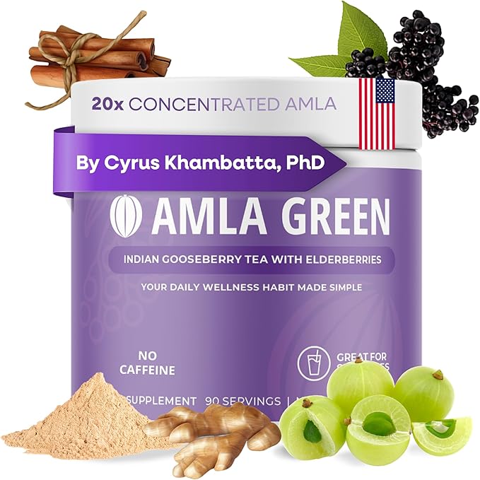 Amla Powder &amp Immunity Blend Superfood Supplement with Elderberry 20x Ultra Concentrated Amla Immune Support Made with Ginger Cinnamon Peppermint Indian Gooseberries Immunity 90 Servings