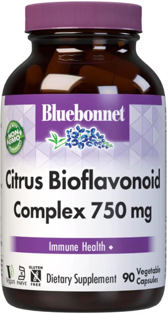 Bluebonnet Citrus Bioflavonoid Complex 750 mg Immune System Support - Hesperidin Citrus Bioflavonoids from Oranges Lemons Grapefruit &amp Limes - Non-GMO Vegan Gluten-Free - 90 Veggie Capsules