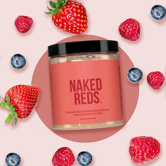 NAKED Reds Superfood Powder - Healthy Energizing Polyphenol Fruit Powder Mix No Fillers No Additives Vegan Non-GMO Gluten Free - 28 Servings