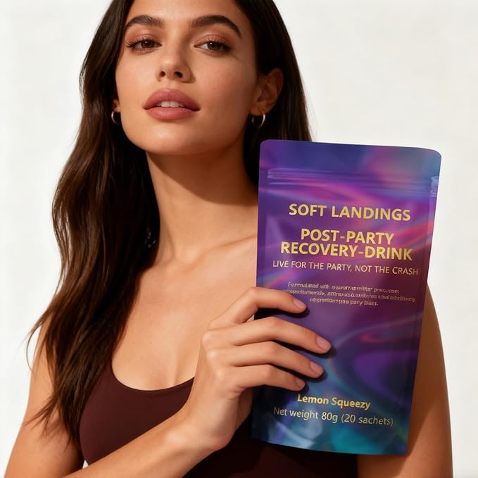 Soft Landings Post Party Recovery Drink Powder - Lemon Squeezy Flavor Vitamin &amp Mineral Supplement for Boost Energy - 80g (1pc)