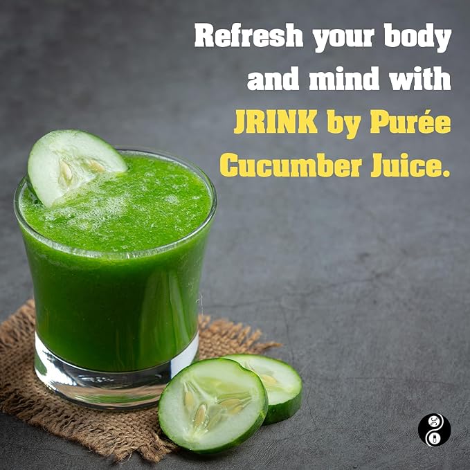 JRINK by Purée Organic Cucumber Juice Cold Pressed Detox Drink Healthy Cleanse with No Preservatives Fresh Raw Juice in HDPE Bottles Organic Fruit and Vegetable Cleanse Beverage 16oz Pack of 24