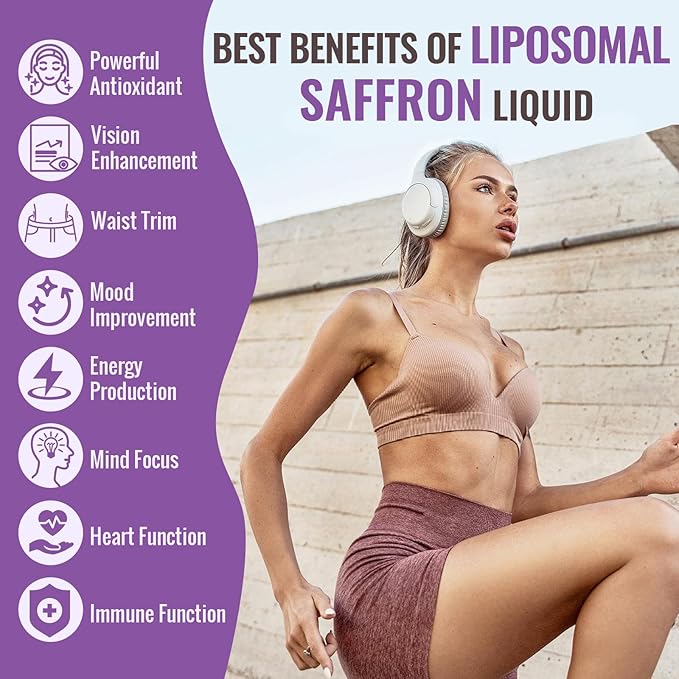 Resciency Liposomal Saffron Supplements Drops 88.5mg – High Bioavailability Liquid Saffron Extract for Mood Support Energy Focus &amp Vision with Ashwagandha Magnesium Zinc B12 &amp D3 4 fl oz