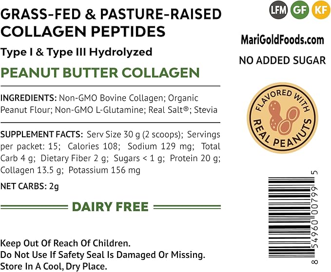 MariGold Hot Cocoa and Peanut Butter Collagen Bundle Grass-fed Type I &amp III Collagen Peptides