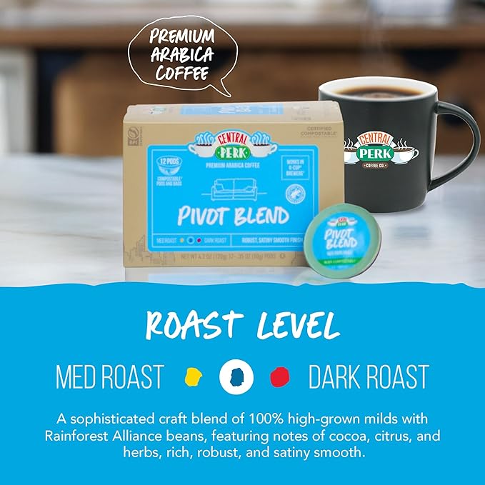 Central Perk Single Serve Coffee Pods Compatible with K-Cup Brewers Variety Pack - 100% Arabica Beans Medium Medium Dark &amp Dark Roast Blends How You Doin Pivot &amp We Were On a Coffee Br