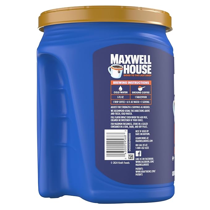 Maxwell House Ground Coffee Kosher 1 Canister for Mornings and Afternoon Pick-Me-Ups Wake Up Roast Medium Roast 40.4 oz