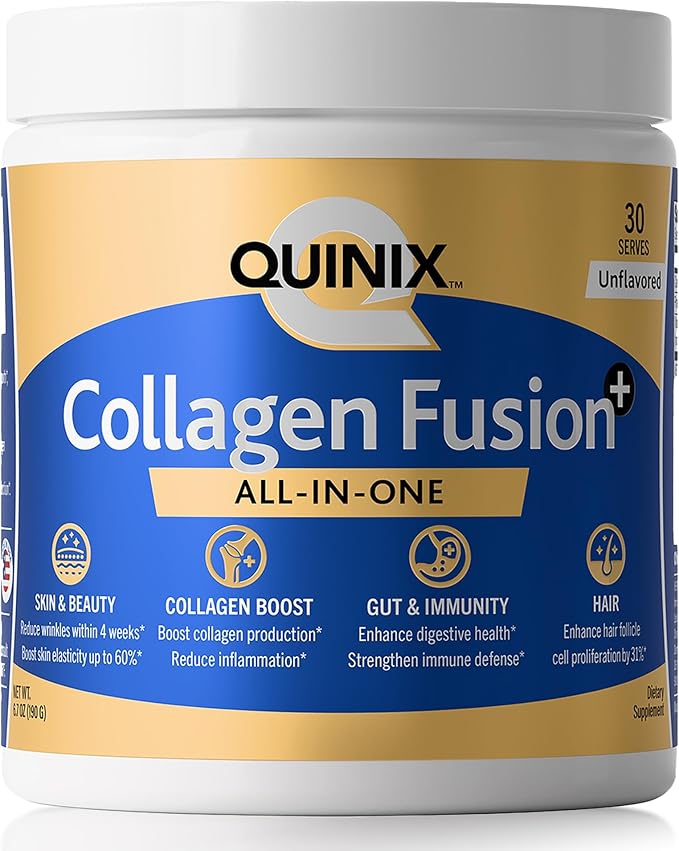 Advanced Beauty Collagen for Skin Elasticity Hair &amp Nails | Collagen Fusion+ 7-in-1 with VERISOL® Peptides ImmunoLin® IgG Hyaluronic Acid &amp Probiotics | Gut &amp Immune Support | Unflavore
