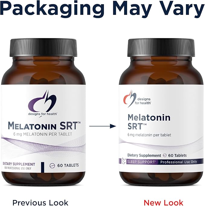 Designs for Health Time Release Melatonin SRT - Melatonin Supplement for Sleep - Sleep Supplement for Adults 6mg Per Tablet - Vegan + Non-GMO (60 Tablets)