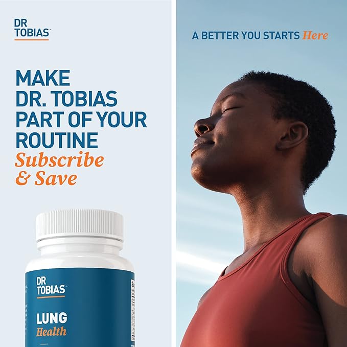 Dr. Tobias Lung Health - Lung Support Supplement with Vitamin C Butterbur Quercetin &amp Bromelain | Lung Cleanse &amp Detox Formula for Bronchial &amp Respiratory System Non-GMO (60 Capsules 60