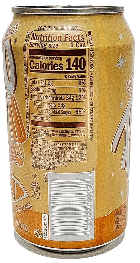 Faygo Dreamin orange creme soda pop 12-ounce cans 8-pack
