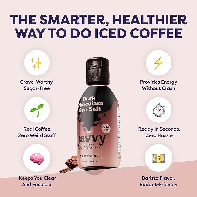 Coffee Concentrate - Limited Release Flavors - Cold Brew Coffee Perfect for Hot or Iced Instant Coffees Hot Drinks Cold Brew Concentrate 35 Servings - Dark Chocolate Sea Salt