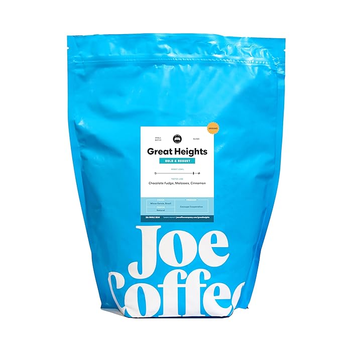 Joe Coffee Company - Great Heights Ground Coffee 2 lb Bag | NYC Roaster RFA Certified Kosher Climate-Friendly Specialty Grade
