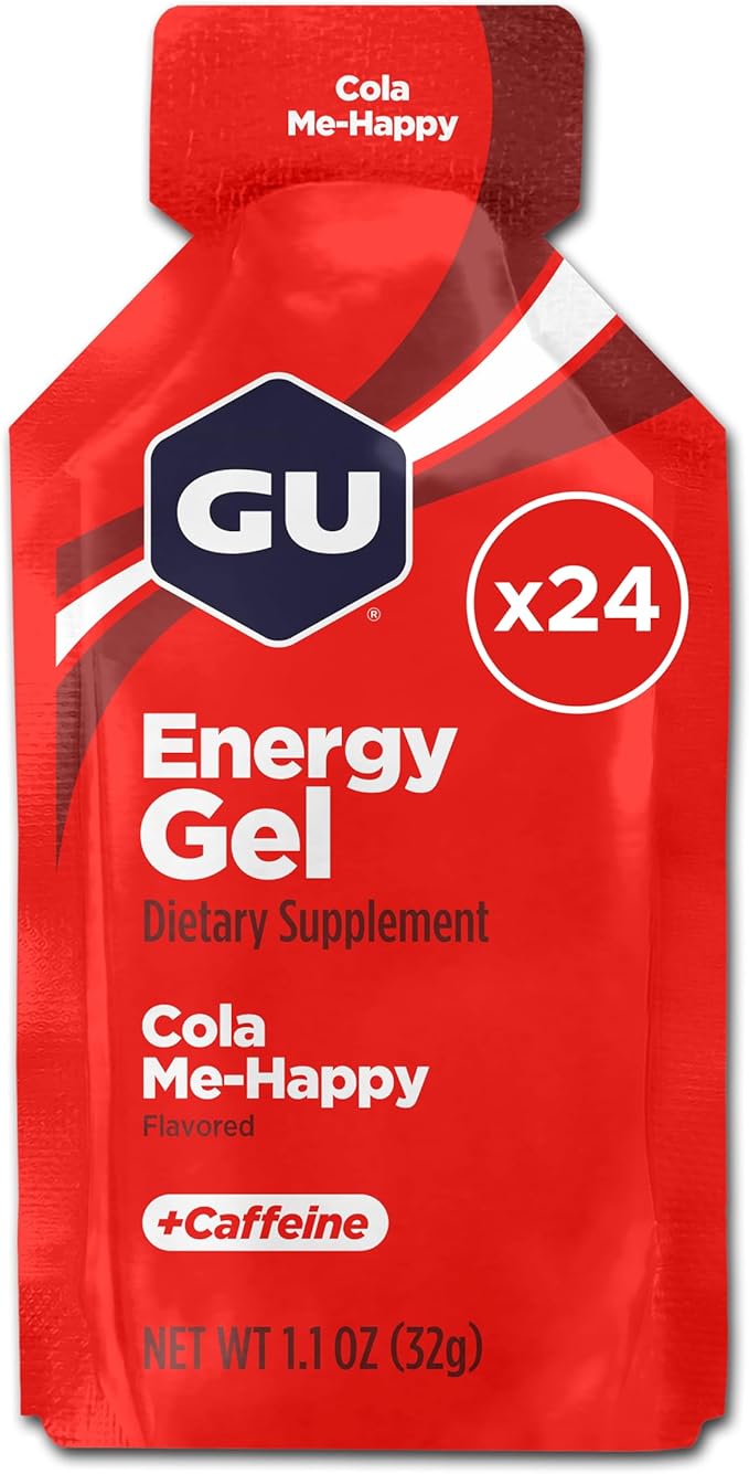 GU Energy Original Sports Nutrition Energy Gel Vegan Gluten-Free Kosher and Dairy-Free On-the-Go Energy for Any Workout 24-Count Cola Me-Happy