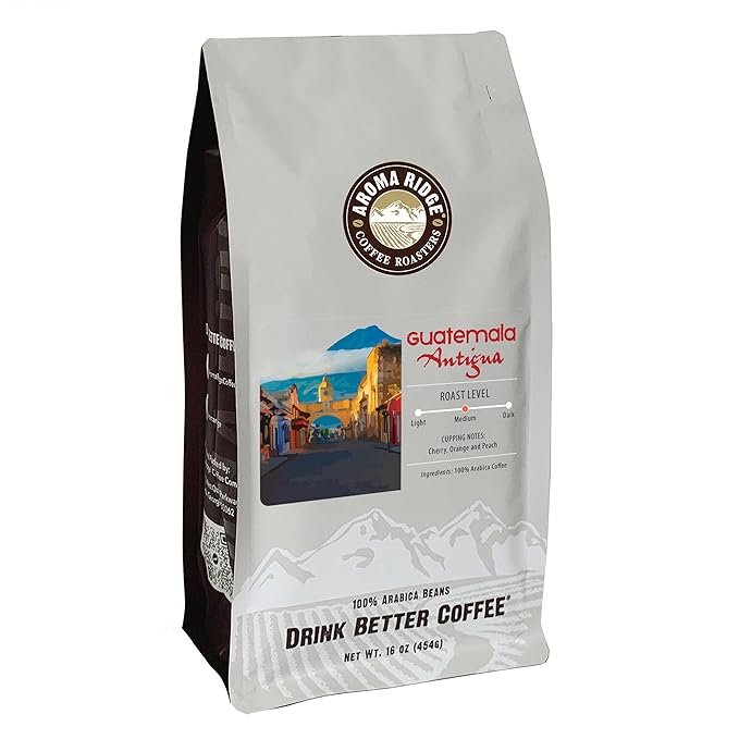 Aroma Ridge Guatemala Antigua Whole Bean Coffee Medium Roast 16 ounce