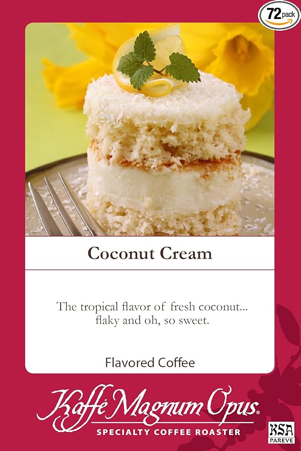 Kaffe Magnum Opus Ground Coffee Coconut Cream Frac Pac 72 Count of 2.5 oz Packs Tropical Flavor Bulk Pack