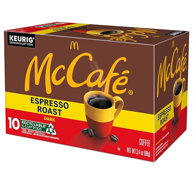 McCafe Espresso Roast Coffee Keurig Single-Serve K-Cup Pods 60 Count (6 Packs of 10) Dark Roast Made with Arabica Beans Bold Flavor with Bittersweet Chocolate &amp Toasted Nut Notes