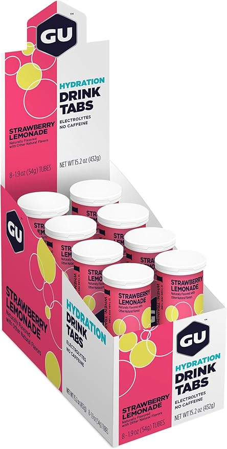 GU Energy Hydration Electrolyte Drink Tablets Enhanced Endurance Sports Drink for Running Cycling Triathlon Strawberry Lemonade 8-Count (96 Servings)