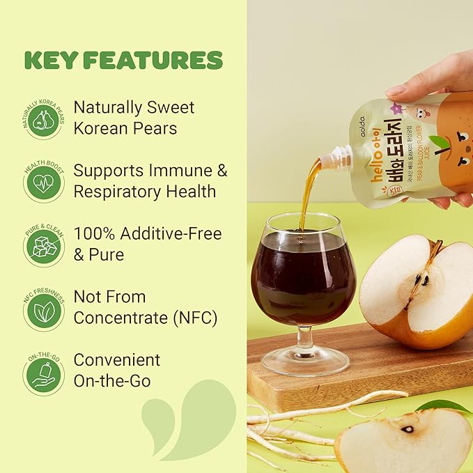 Korean Pear and Bellflower Root Juice [ 배도라지즙 ] All Natural Juice For Kids 2.7 Fl Oz Bags (Pack of 20)