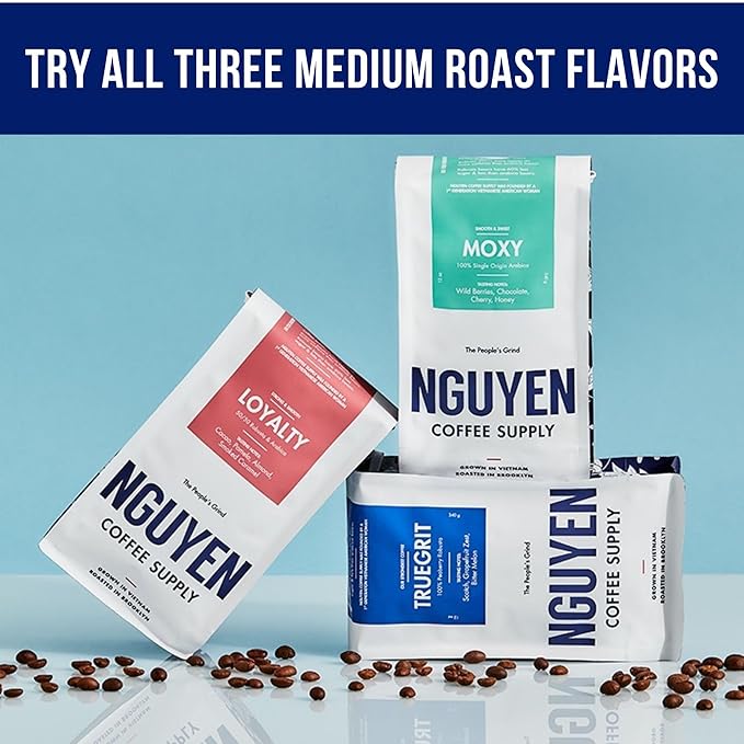 Nguyen Coffee Supply - Medium Roast Premium Ground Coffee Variety Trio Pack: Loyalty Truegrit and Moxy Vietnamese Single Origin [3ea 12oz Bags]