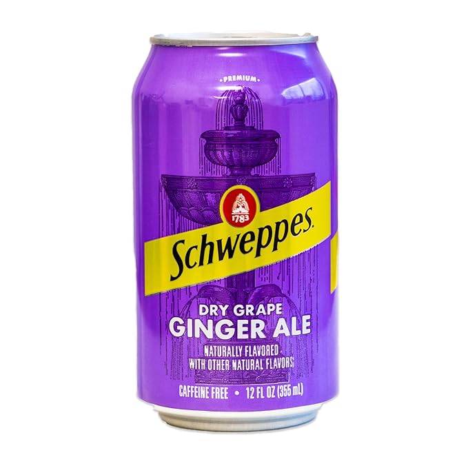 Schweppes Dry Grape Ginger Ale (12 12oz cans) - Dry Grape Ginger Ale (12 12oz cans) - Variety Pack - Refreshingly Delicious - 24 12oz Cans Total