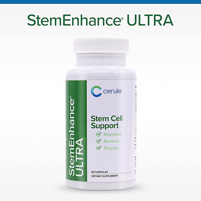 Cerule StemEnhance Ultra Natural Stem Cell Support Supplement – Freshwater Microalgae and Marine Macroalgae Extracts for Cellular Renewal Immune Function Energy and Tissue Recovery – 60 Capsules