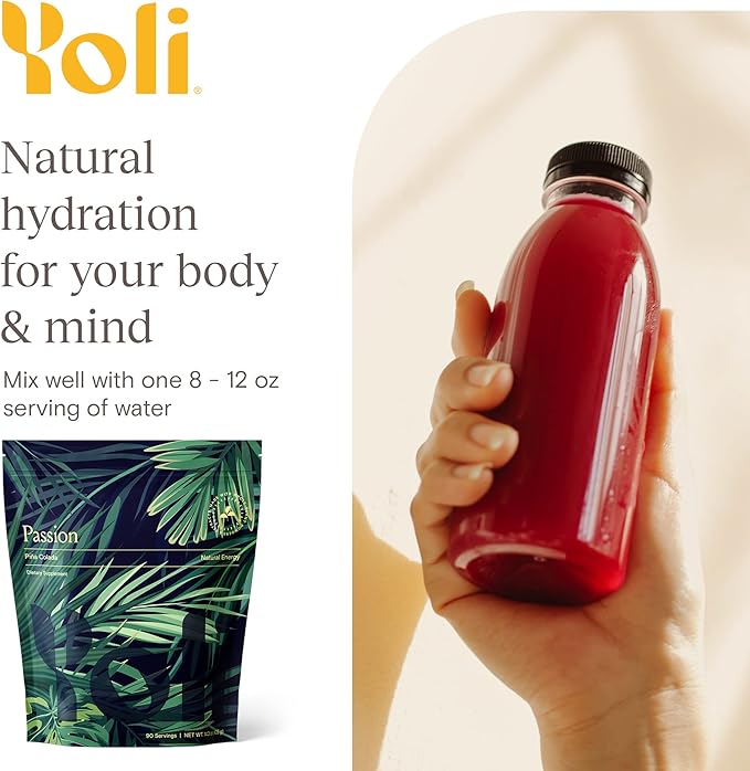 Yoli® Passion Energy Drink Powder Mix - Natural Energy Drink Mix for Endurance and Stamina Bulk 90 Servings - Pina Colada Flavor