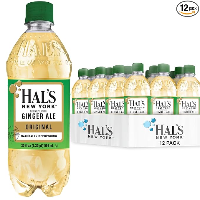 Hal's New York Seltzer Water Ginger Ale Sparkling Water 20 Fl Oz Bottles (Pack of 12)