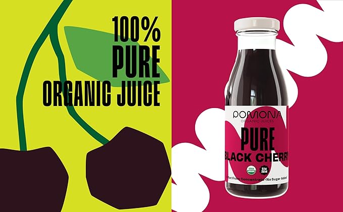 Pomona Organic Pure Black Cherry Juice Cold Pressed Organic Juice Non-GMO No Sugar Added Not from Concentrate Gluten Free Kosher Certified Preservative Free 8.4 Ounce (Pack of 12)