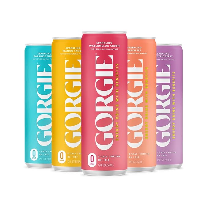 GORGIE Best Seller Variety - Original Variety Bundle Sugar-Free Natural Energy Drink Sparkling Healthy Energy Drinks - Green Tea Biotin B Vitamins Vegan &amp Low Calorie (2 Packs of 12)