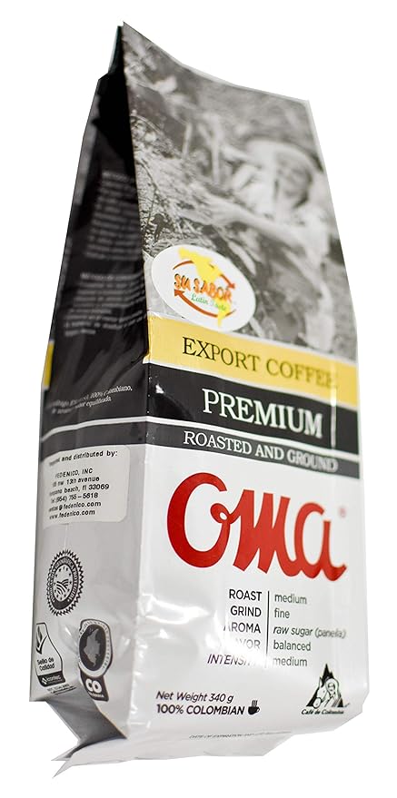 OMA Colombian Coffee Export Coffee Premium Roasted and Ground Coffee 12 ounces 340 grams