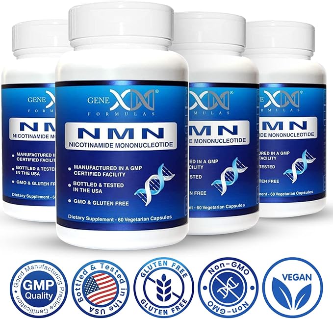 Genex Formulas NMN 250mg Supplements (4 Pack) - 99% Pure Shelf Stabilized Supplement Capsules for Increased NAD Levels &amp Healthy Aging GMP Certified 4 Month Supply
