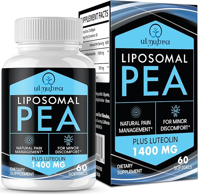 Liposomal Palmitoylethanolamide 1300 MG Plus Luteolin 100 MG Superior Absorption Micronized Pea Supplement for Discomfort Management 60 Softgels